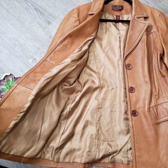 Vintage * Danier Leather * Cognac Jacket Sz S - Picture 4 of 13